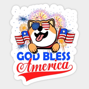 God Bless America 4th Of July Firework Dog Unisex Sticker